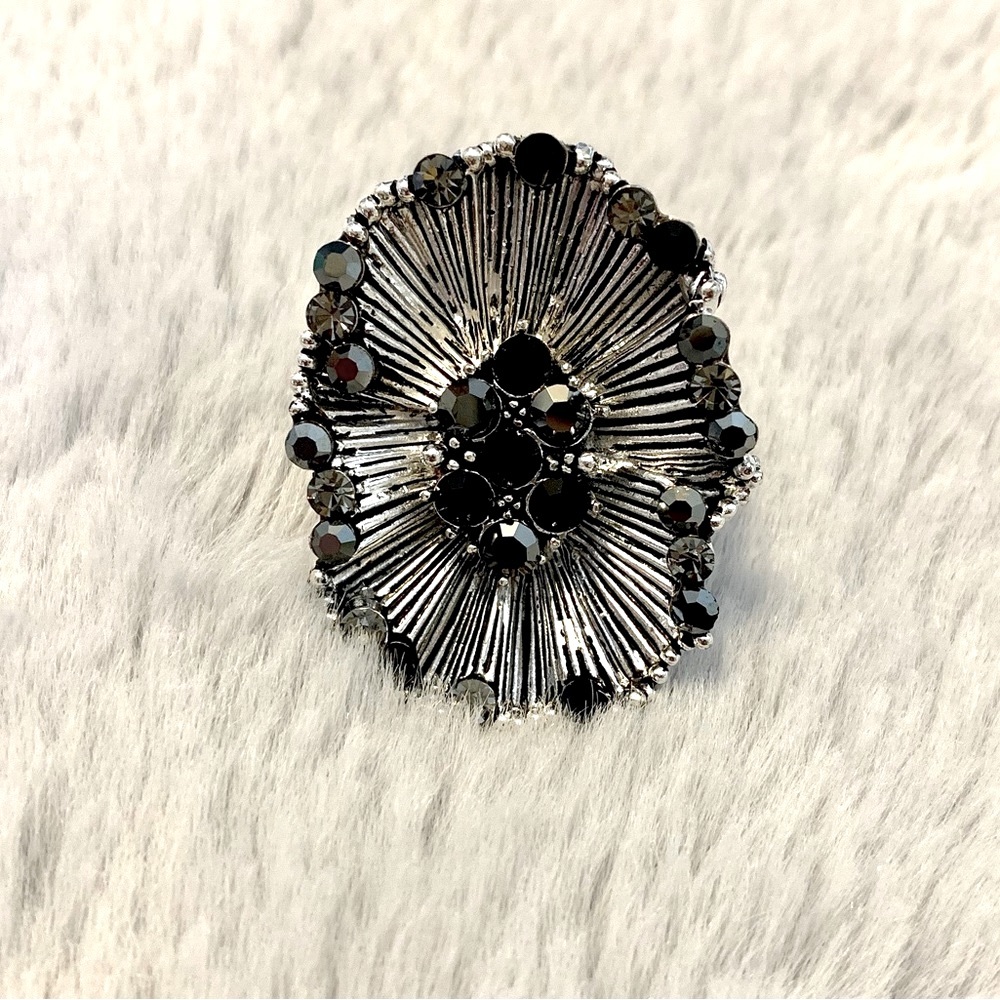 Black and Silver Large Ring